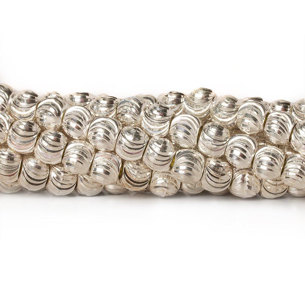 Sterling Silver Plated Brass Round 5mm Bead Corrugated Waves, 8" length, 47 pcs - The Bead Traders