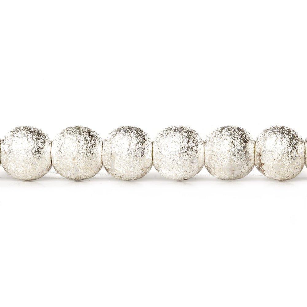 Sterling Silver plated Brass Round 6mm Stardust Bead, 8" length, 37 pcs - The Bead Traders