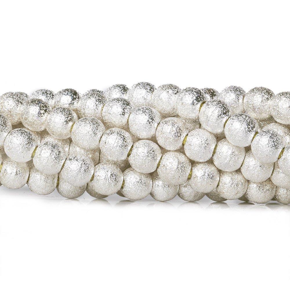 Sterling Silver plated Brass Round 6mm Stardust Bead, 8" length, 37 pcs - The Bead Traders