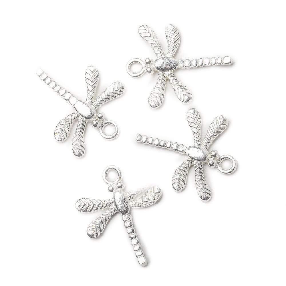 Sterling Silver plated Copper Dragonfly Charm Finding Set of 4 - The Bead Traders