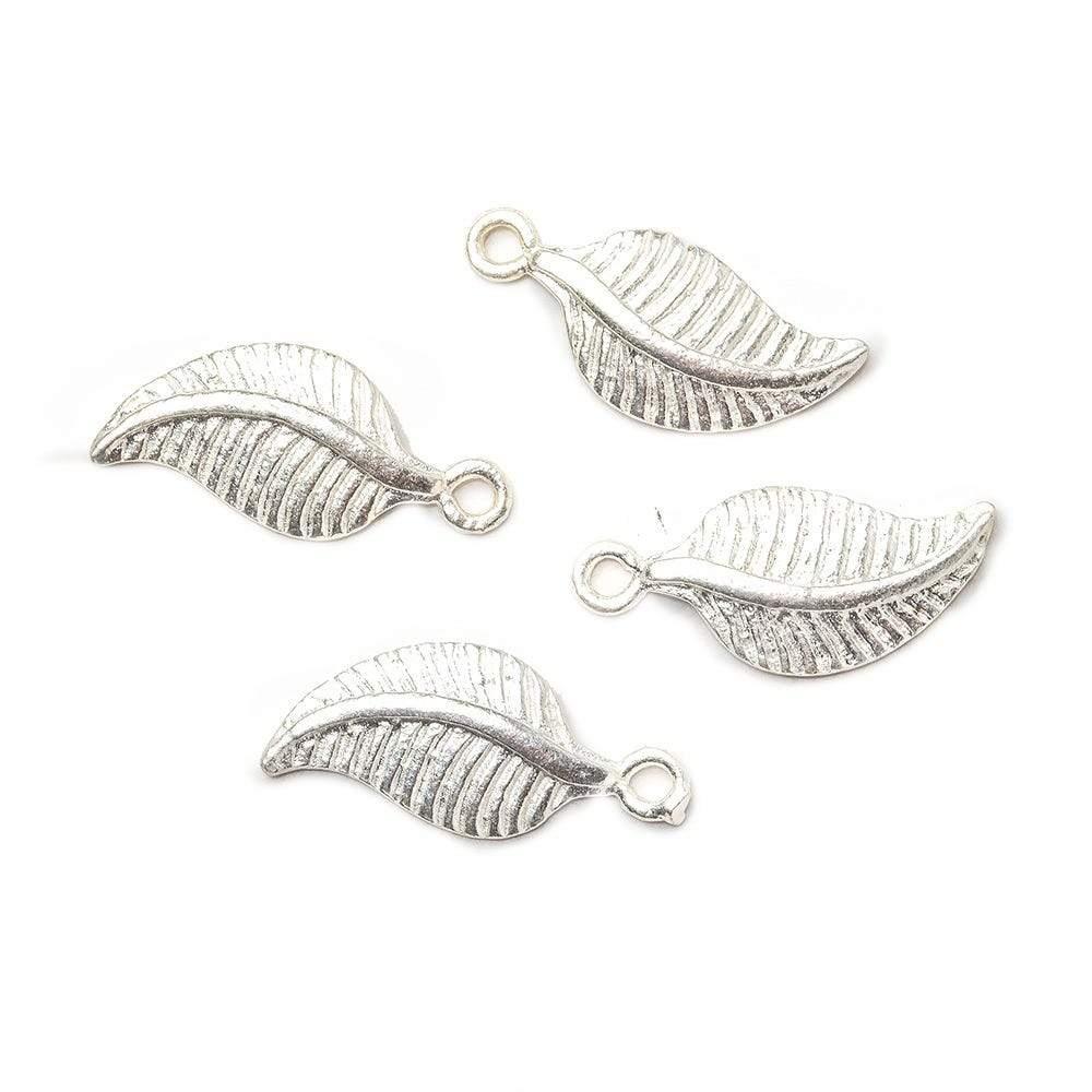 Sterling Silver plated Copper Leaf Charm Finding Set of 4 - The Bead Traders