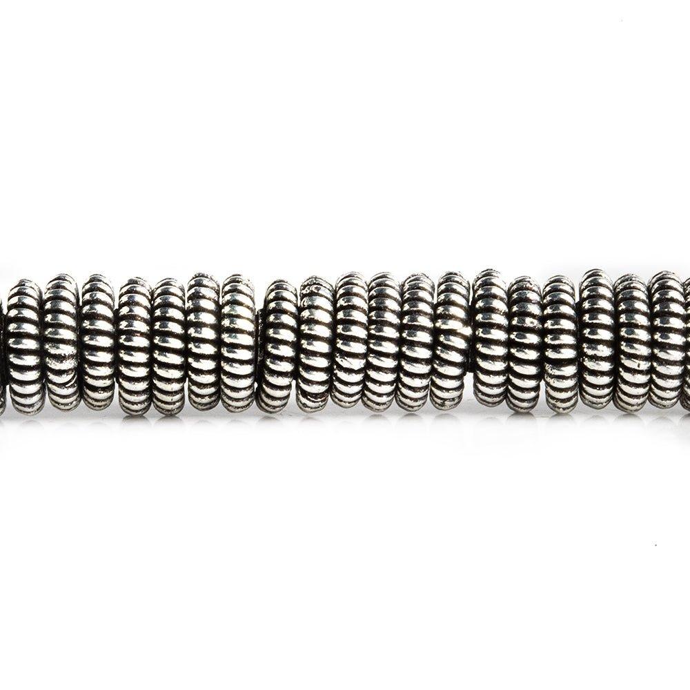 Sterling Silver Plated Copper Rondelle Antiqued, Twist Center 8 inch 64 pcs - The Bead Traders