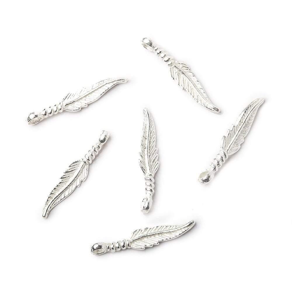 Sterling Silver plated Feather Charms Set of 6 - The Bead Traders