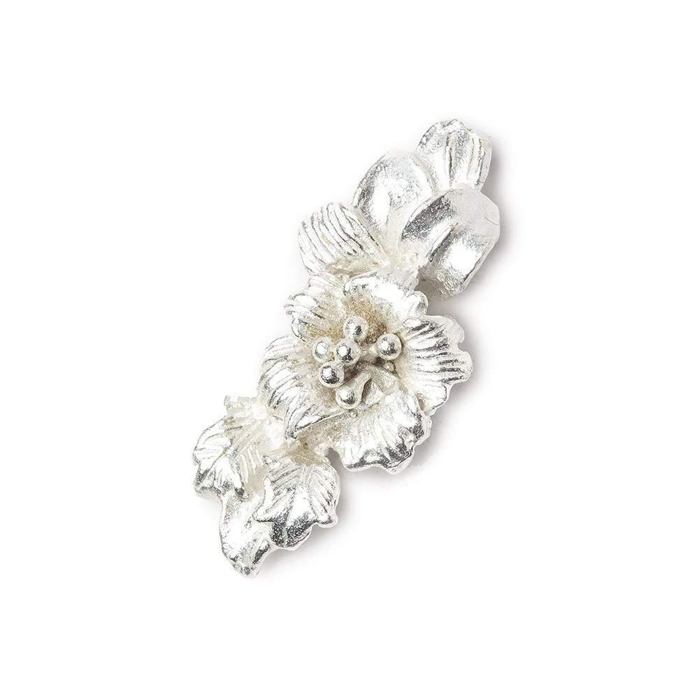 Sterling Silver plated Hibiscus Flower Slider Set of 2 - The Bead Traders