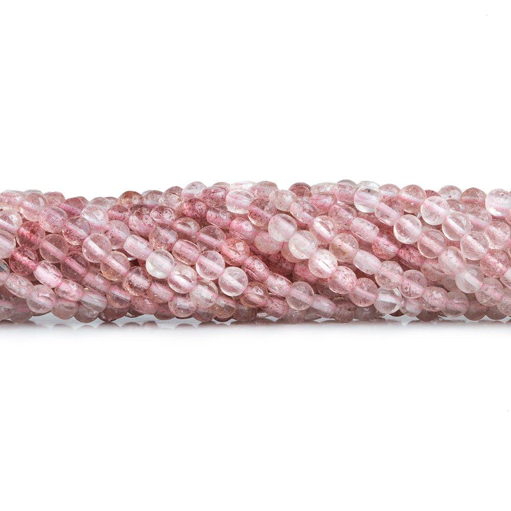 Strawberry Quartz checkerboard calibrated faceted coins 12 inch 85 pieces - The Bead Traders