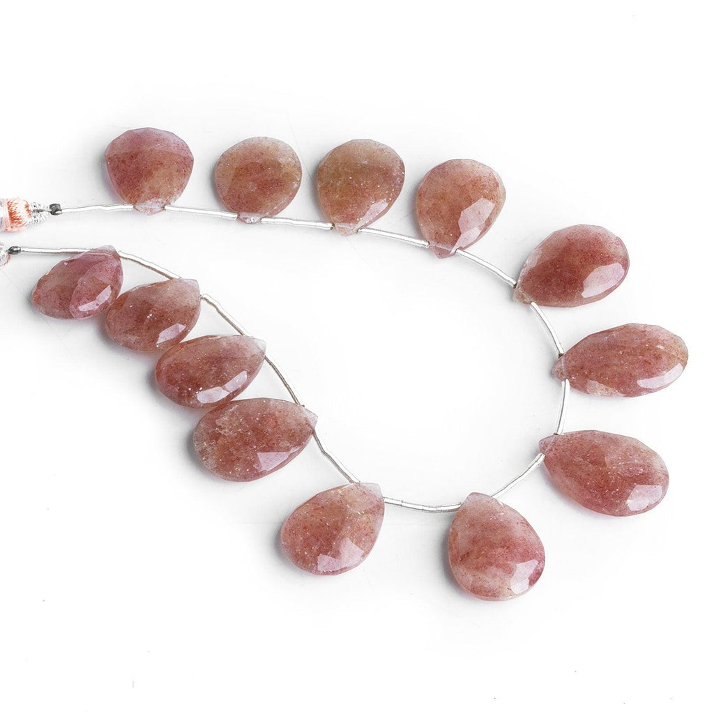 Strawberry Quartz Faceted Pears 7 inch 13 beads - The Bead Traders