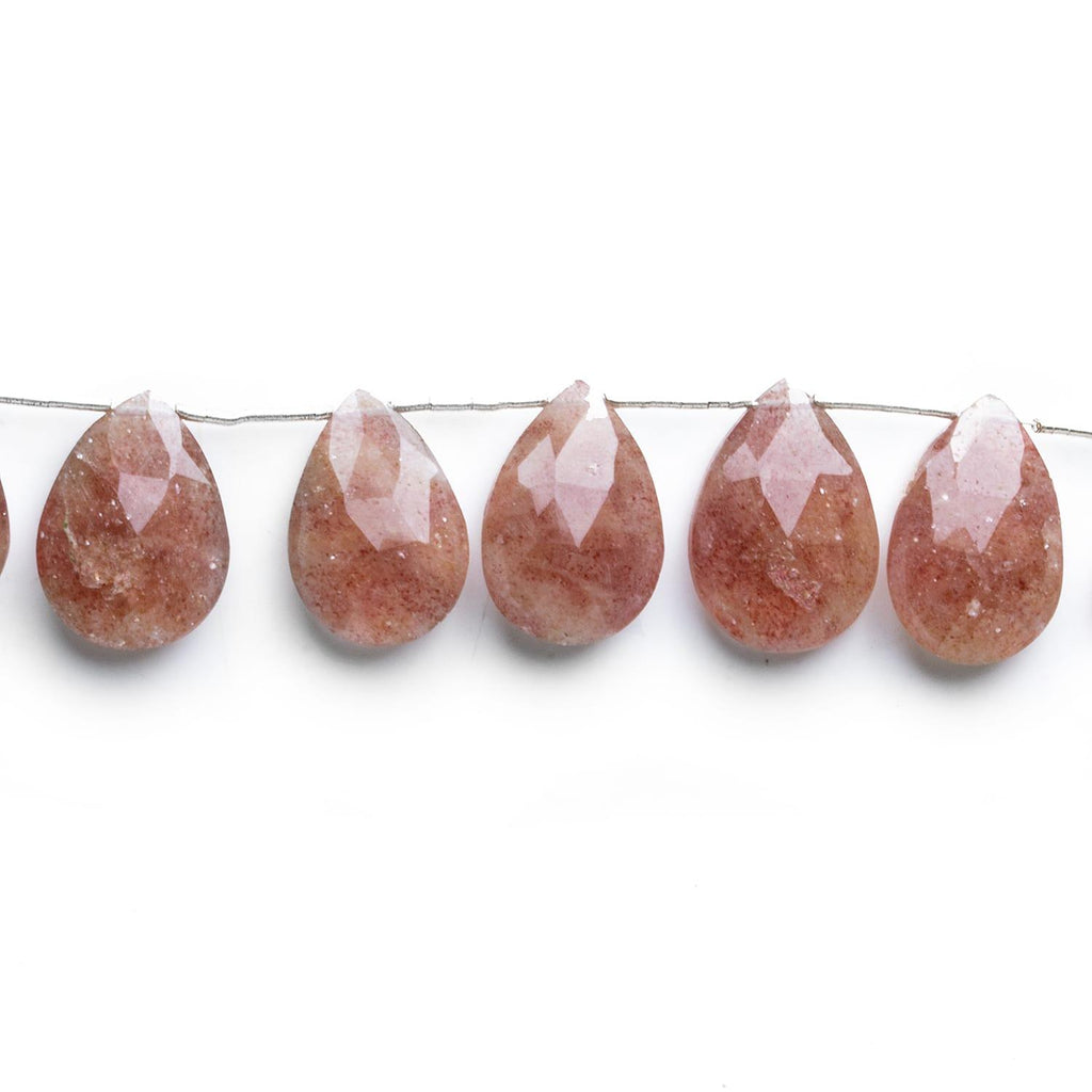 Strawberry Quartz Faceted Pears 7 inch 13 beads - The Bead Traders