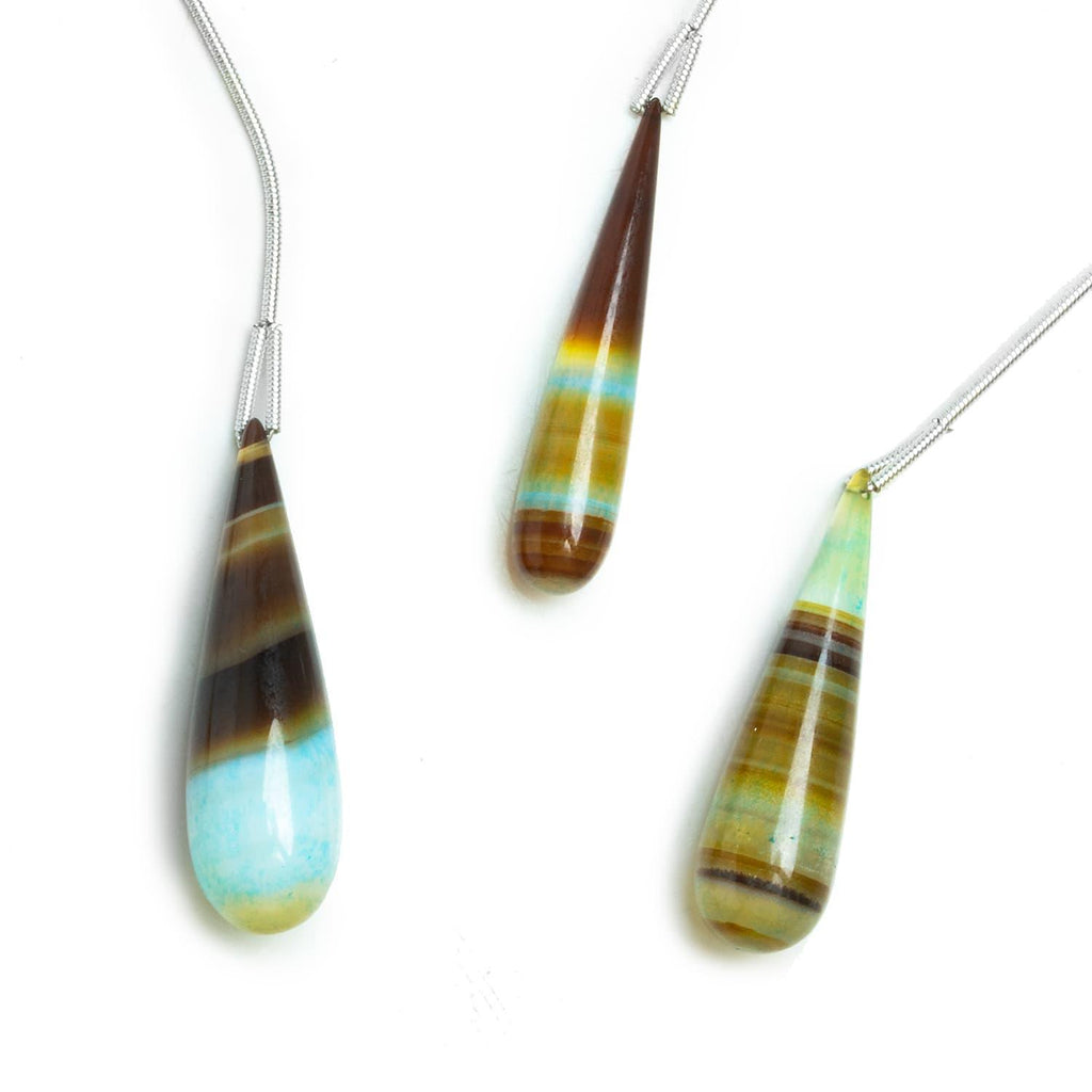 Striped Chalcedony Teardrop Focal Bead 1 Piece - The Bead Traders