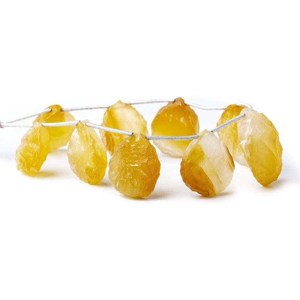 Sunlight Yellow Agate Beads Hammer Faceted Pear Beads - The Bead Traders