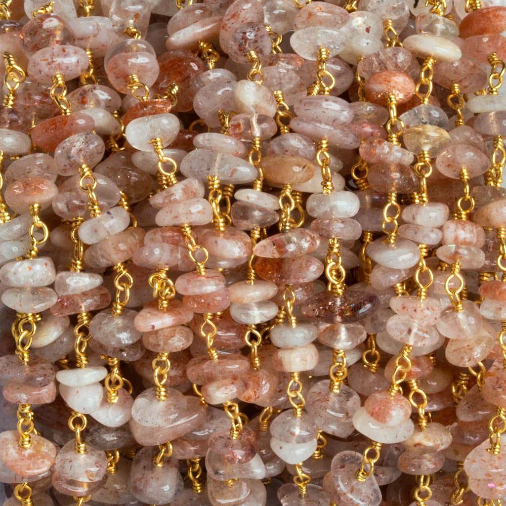 Sunstone Double Nugget Gold Chain 64 pieces - The Bead Traders