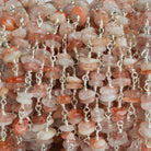 Sunstone Double Nugget Silver Chain 64 pieces - The Bead Traders