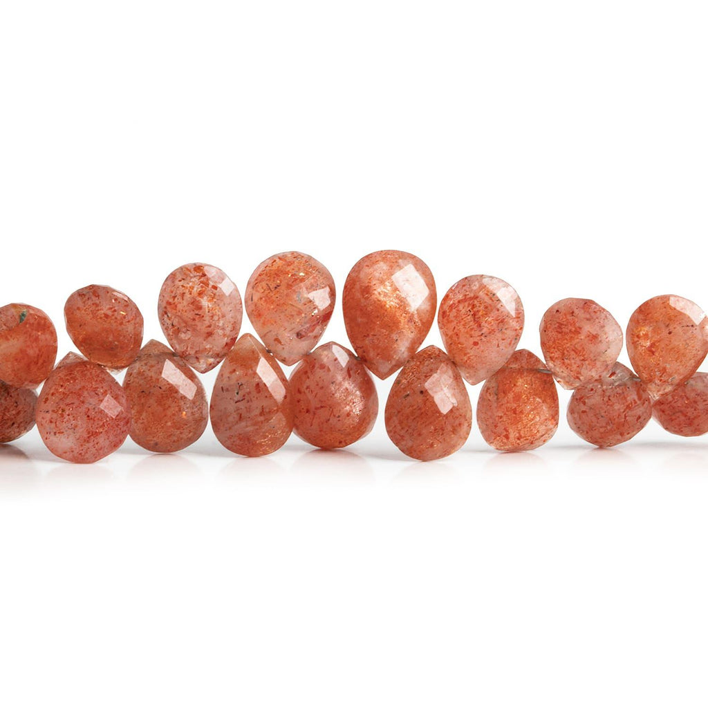 Sunstone Faceted Pears 8 inch 55 beads - The Bead Traders