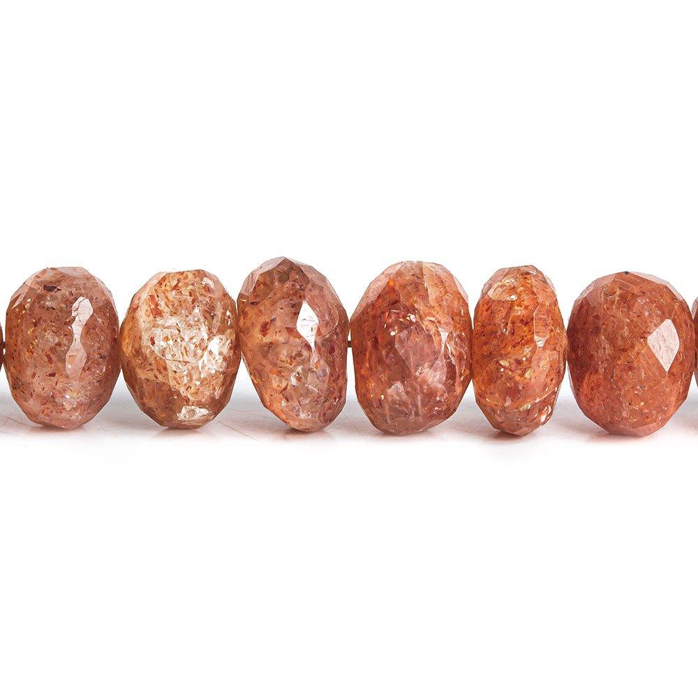 Sunstone faceted rondelle beads 7 inch 27 beads 7.5-9mm range - The Bead Traders