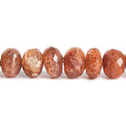 Sunstone faceted rondelle beads 7 inch 27 beads 7.5-9mm range - The Bead Traders
