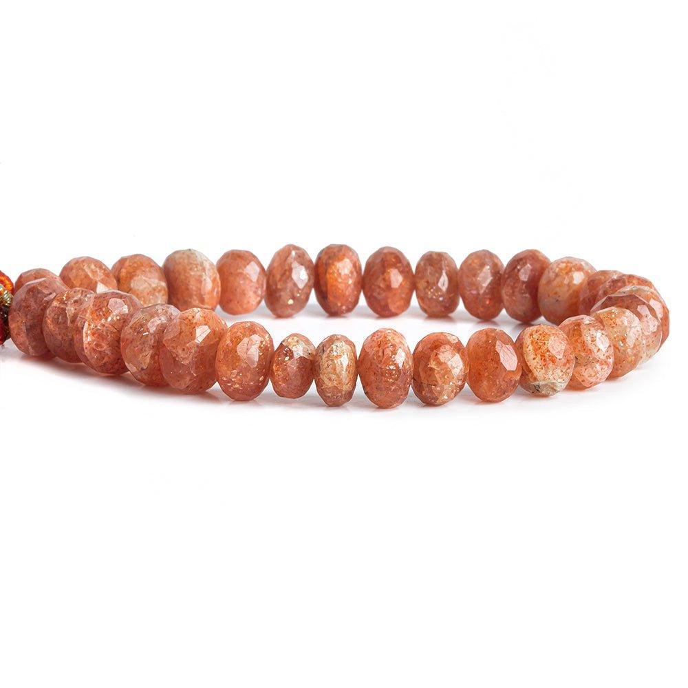 Sunstone faceted rondelle beads 7 inch 27 beads 7.5-9mm range - The Bead Traders