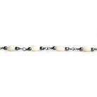 Tan Bone Barrel Black Gold Chain by the Foot 15 pieces - The Bead Traders