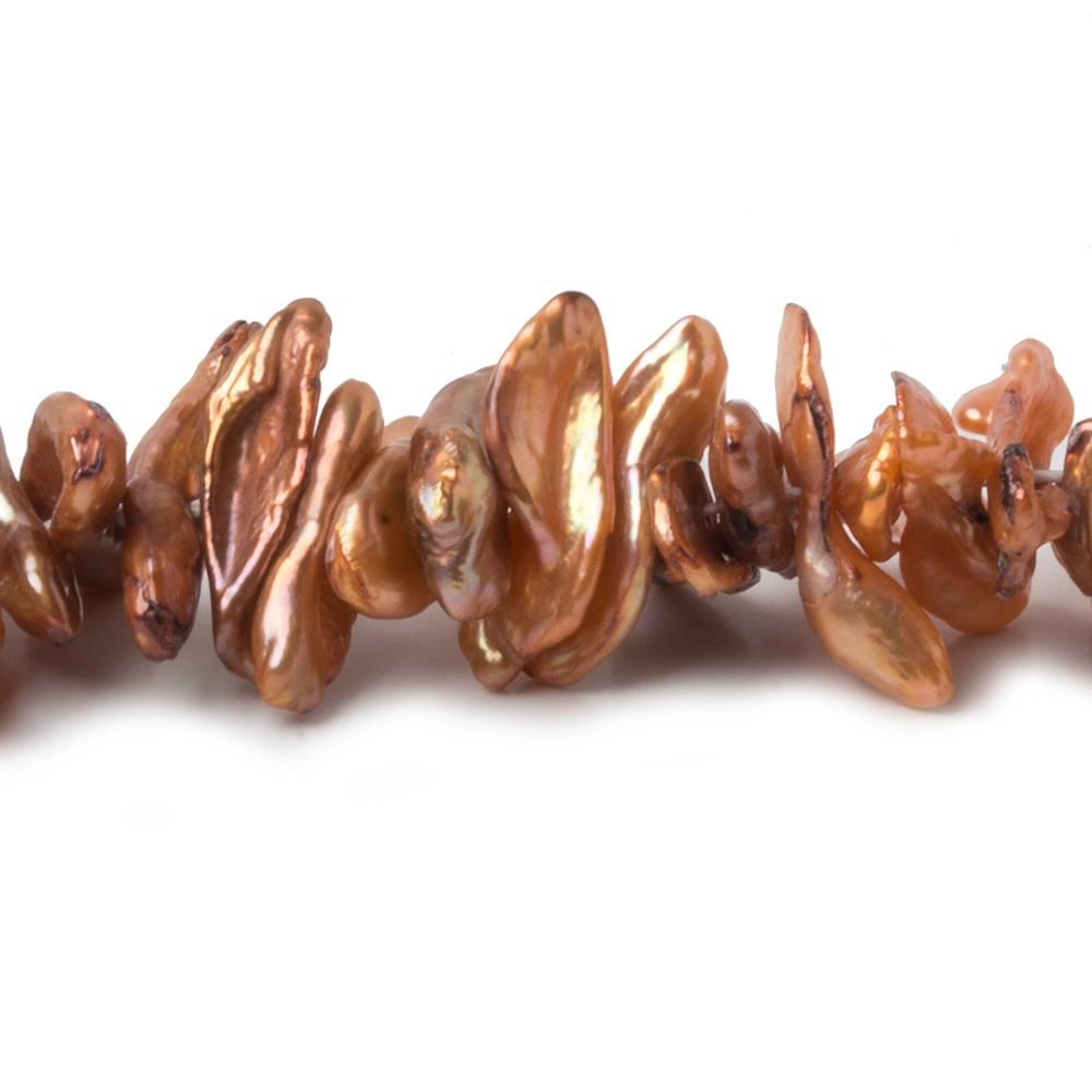 Tangarine Orange Center Drilled Keshi Freshwater Pearl - The Bead Traders