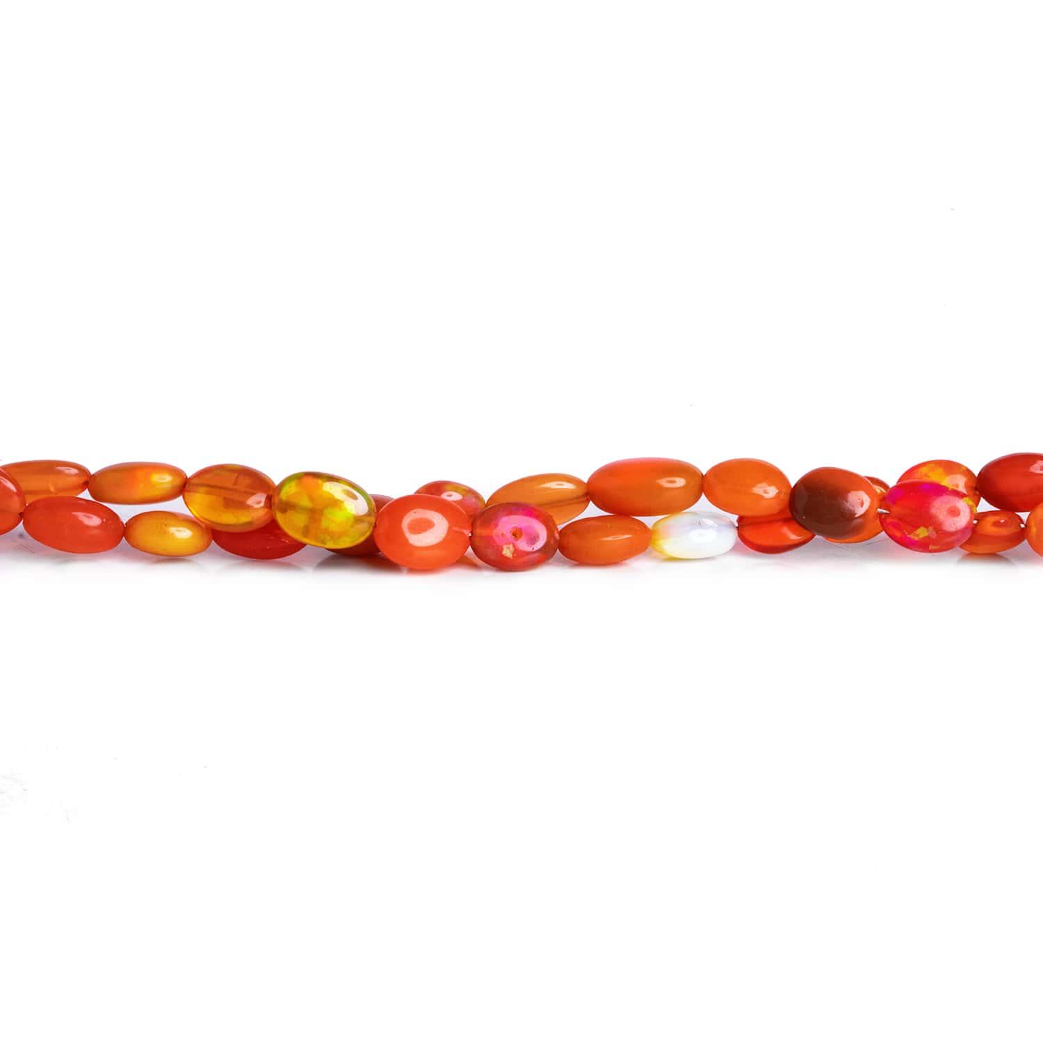 Tangerine Ethiopian Opal Ovals 8 inch 30 beads - The Bead Traders