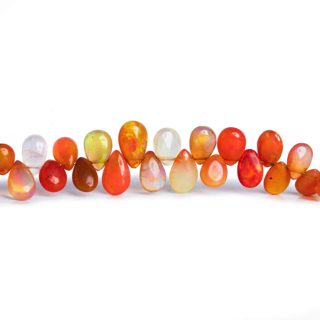 Tangerine Ethiopian Opal Pears 8 inch 65 beads - The Bead Traders
