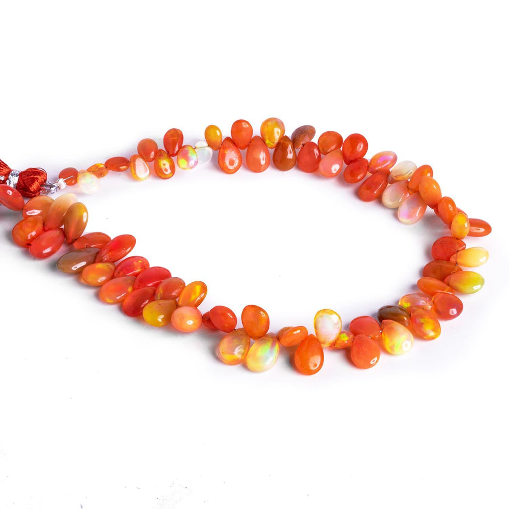 Tangerine Ethiopian Opal Pears 9 inch 70 beads - The Bead Traders