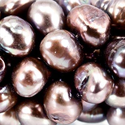Taupe Freshwater Pearls Ringed 9-10mm Baroque - The Bead Traders