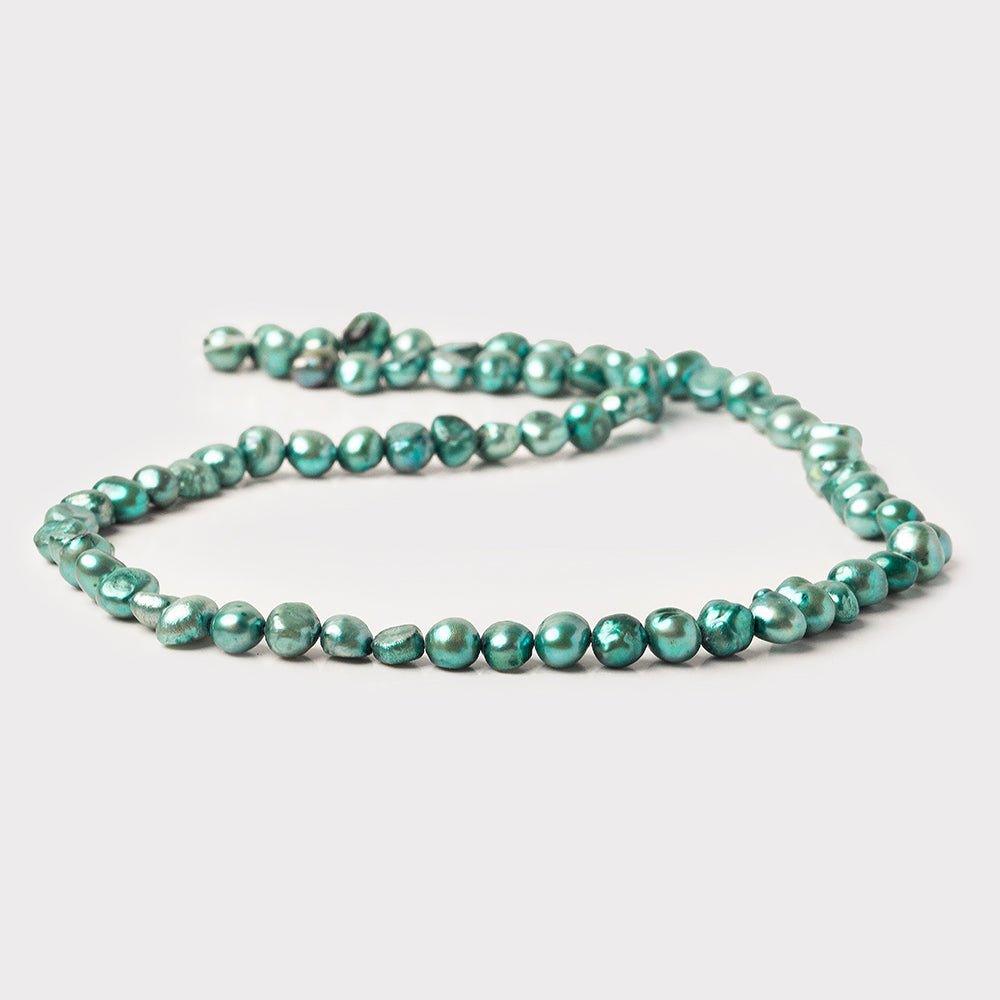 Teal Baroque Freshwater Pearls 16 inch 74 beads 7x5-6x5mm - The Bead Traders