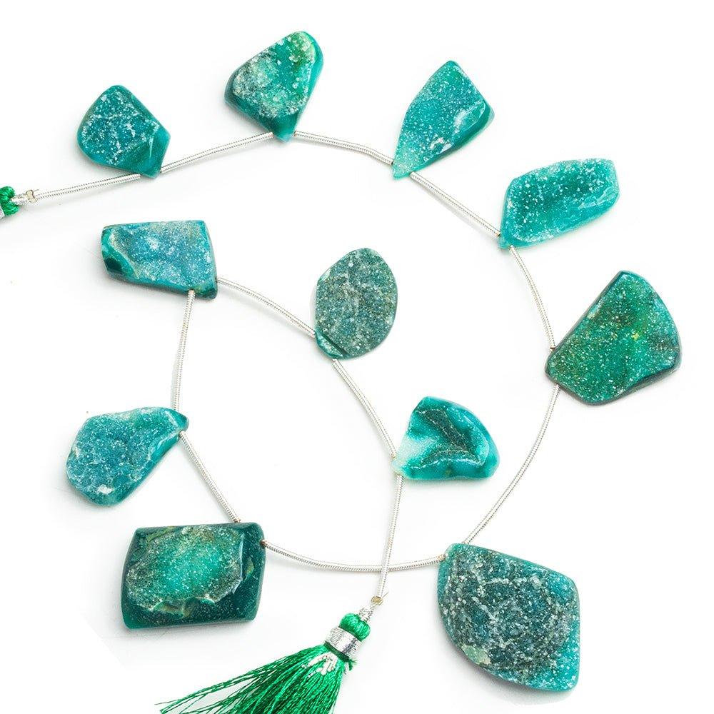 Teal Drusy Nugget Beads 12 inch 11 pieces - The Bead Traders