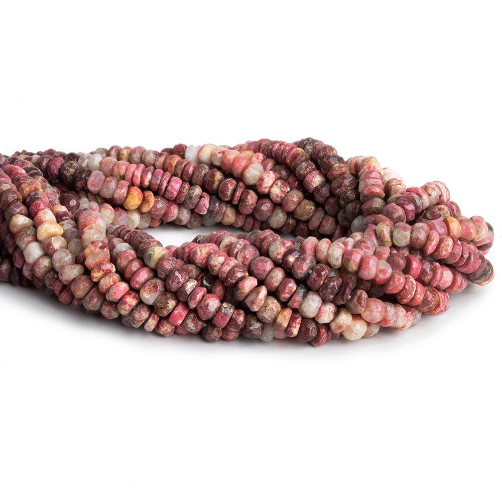 Thulite Hand Cut Faceted Rondelle Beads 12 inch 110 pieces - The Bead Traders