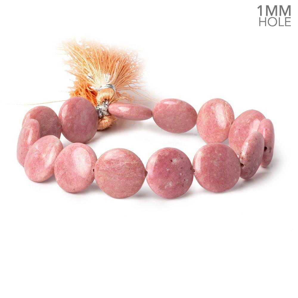 Thulite Plain Coin Beads 8 inch 14 pieces A 1mm large hole - The Bead Traders