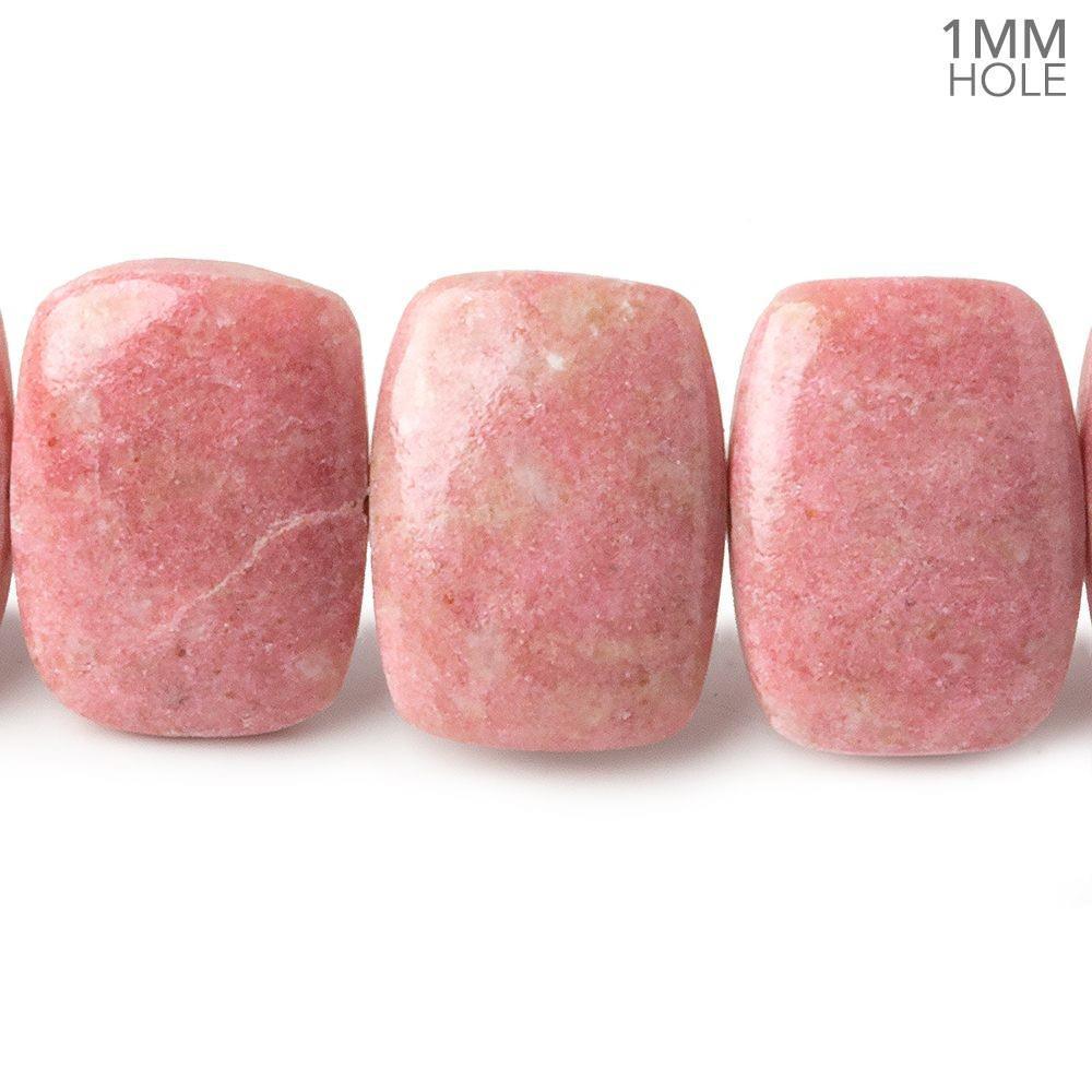 Thulite side drilled Plain Cushion Beads 8 inch 14 pieces A 1mm large hole - The Bead Traders