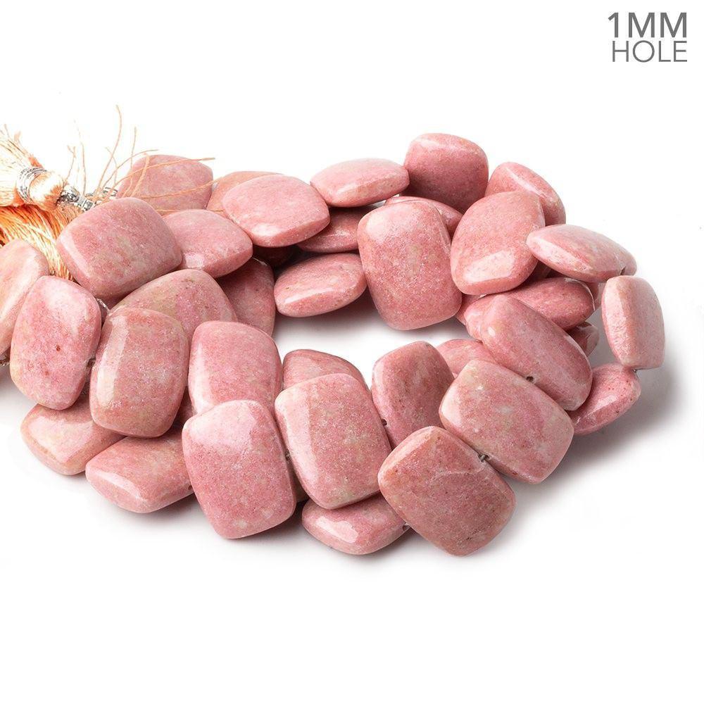 Thulite side drilled Plain Cushion Beads 8 inch 14 pieces A 1mm large hole - The Bead Traders