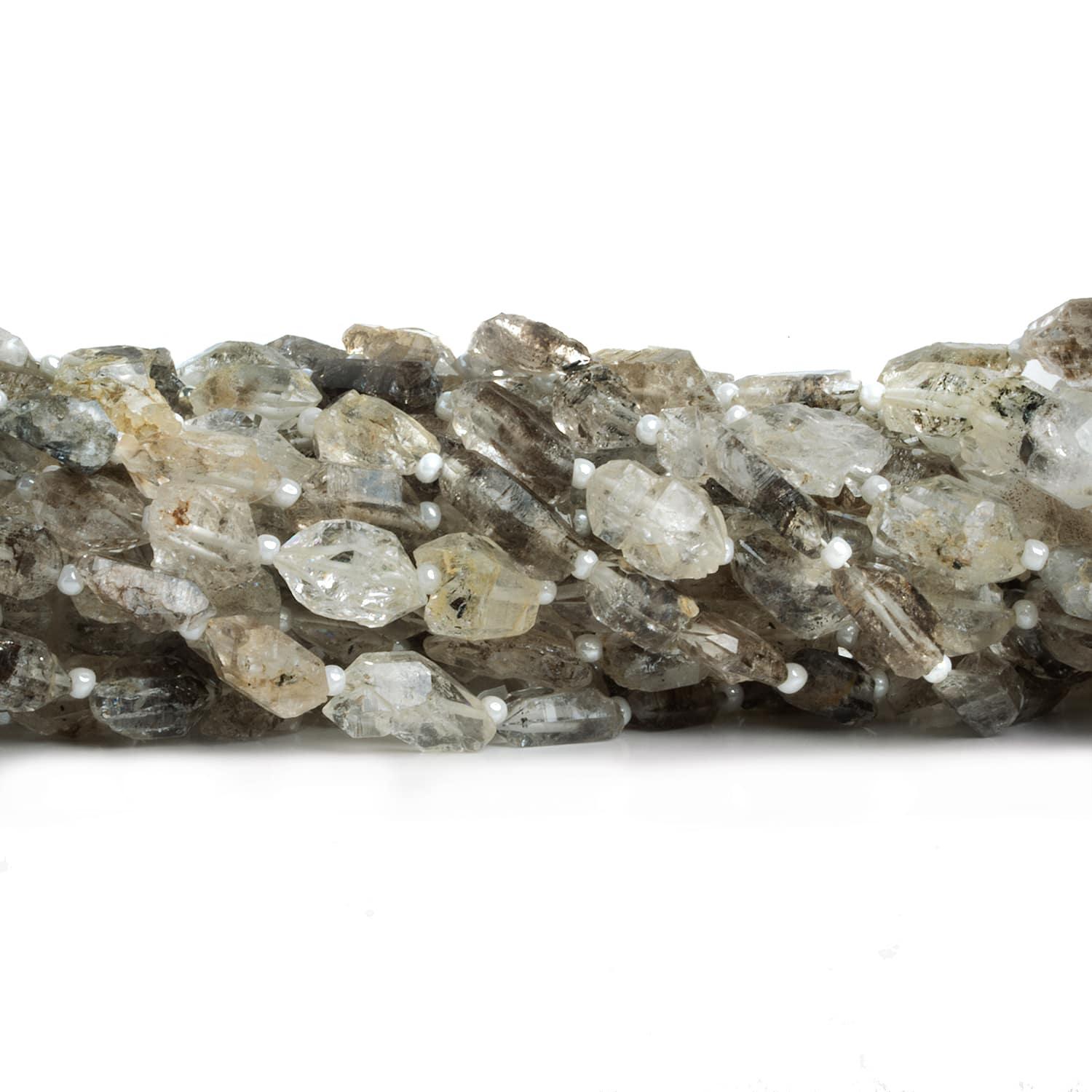 Tibetan Diamond Quartz Natural Crystals 15 inch 35 beads - The Bead Traders