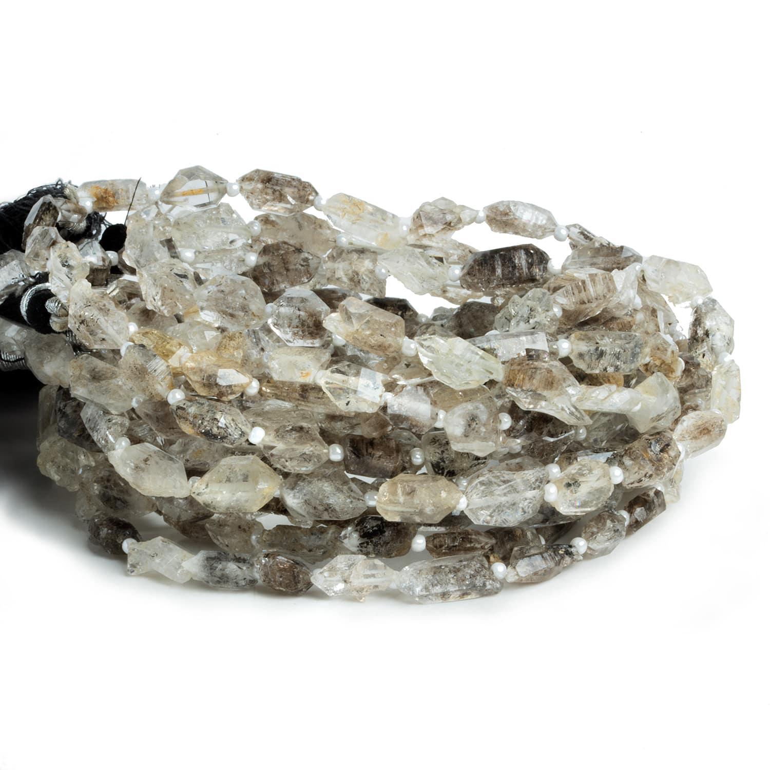 Tibetan Diamond Quartz Natural Crystals 15 inch 35 beads - The Bead Traders