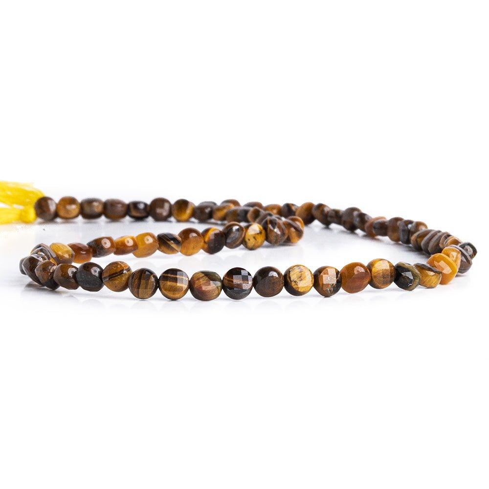 Tiger Eye checkerboard calibrated faceted coins 12 inch 85 pieces - The Bead Traders