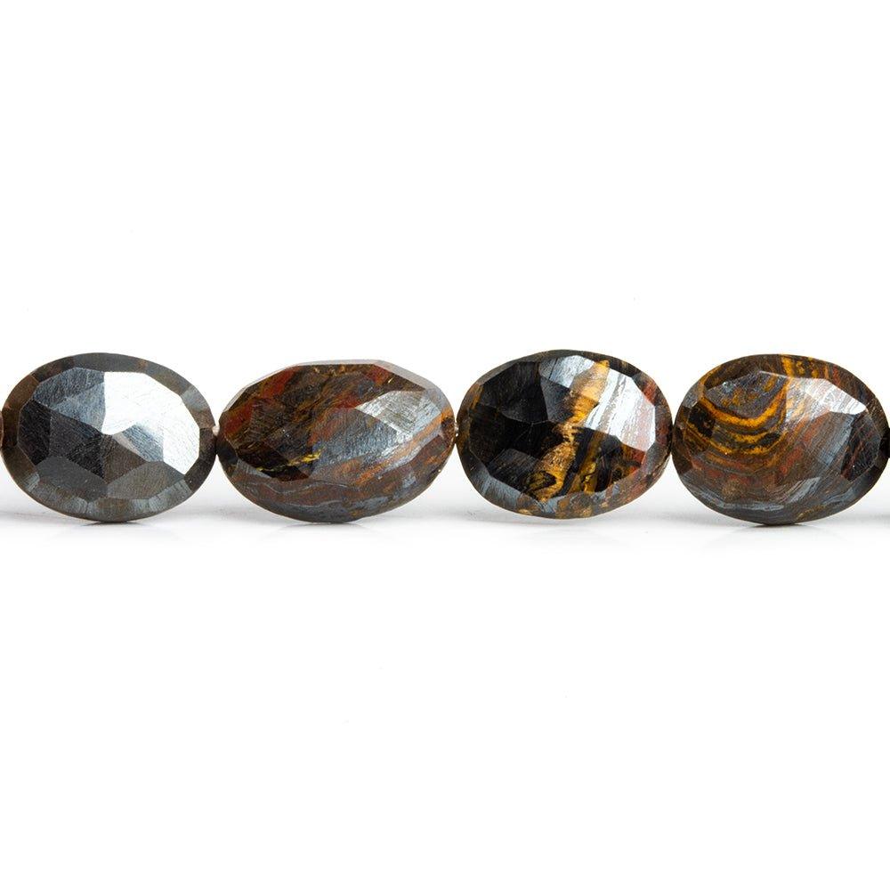 Tiger Iron Faceted Oval Beads 12 inch 23 pieces - The Bead Traders