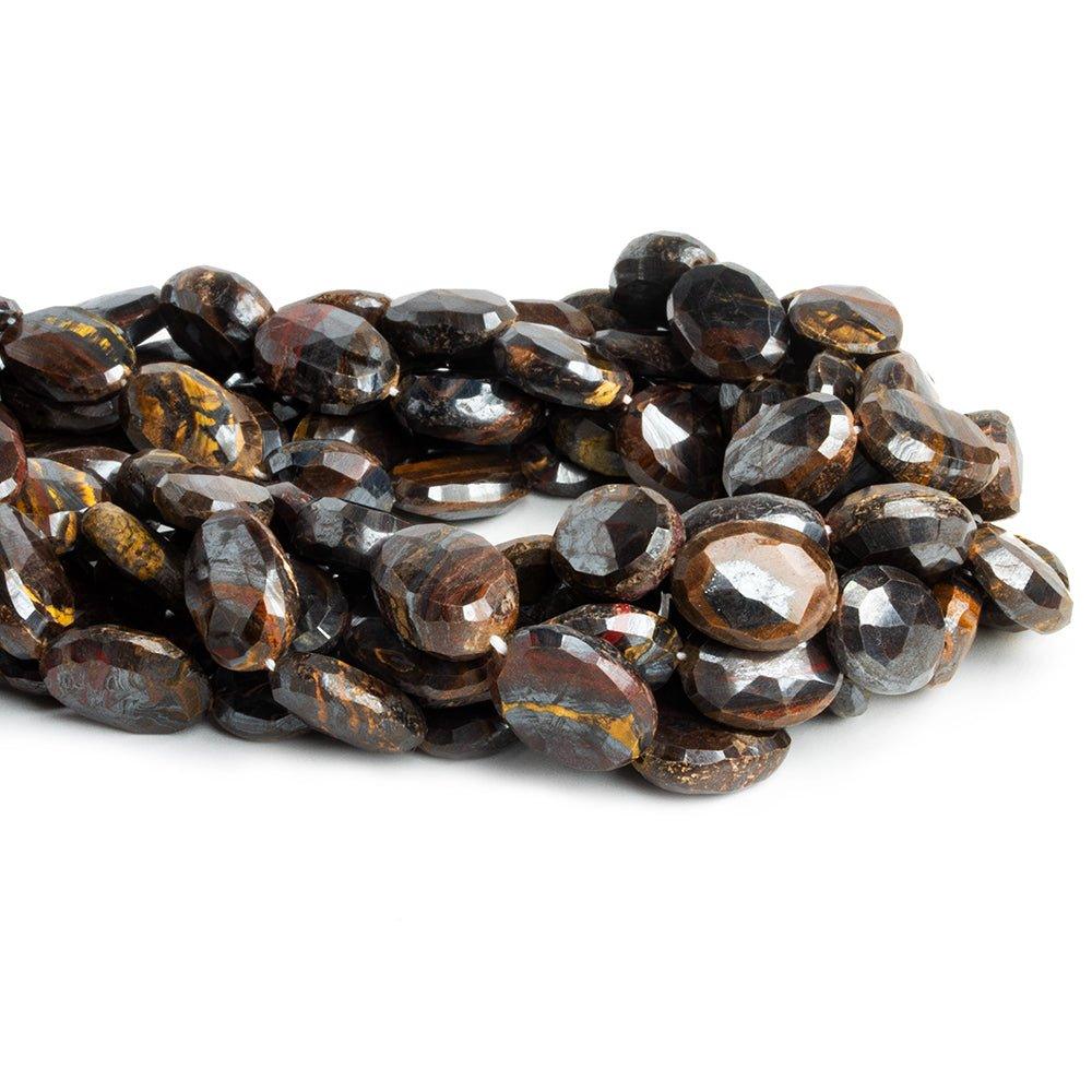 Tiger Iron Faceted Oval Beads 12 inch 23 pieces - The Bead Traders