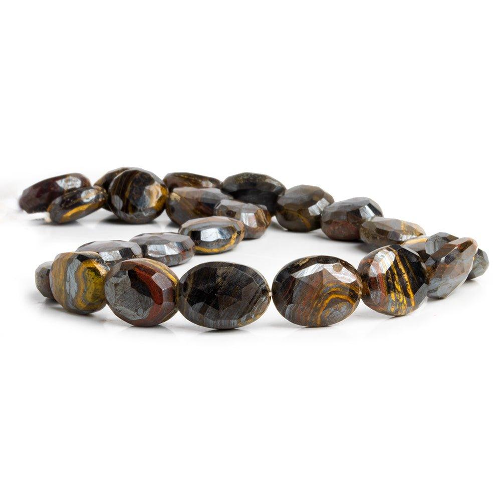 Tiger Iron Faceted Oval Beads 12 inch 23 pieces - The Bead Traders