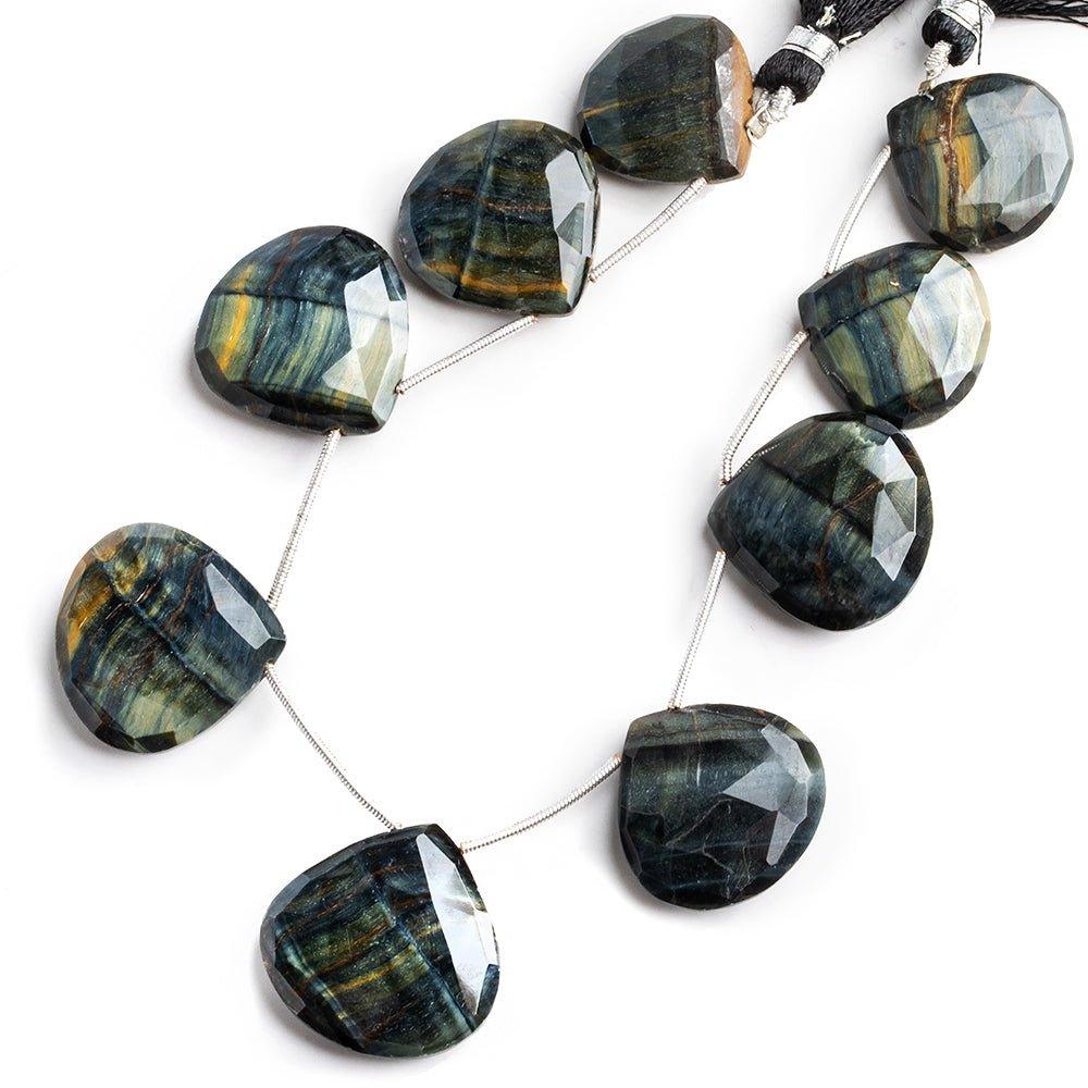 Tiger's Eye Faceted Heart Beads 8 inch 9 pieces - The Bead Traders