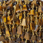 Tiger's Eye Plain Triangle 22kt Gold plated Chain by the foot 7x5-11x6mm - The Bead Traders