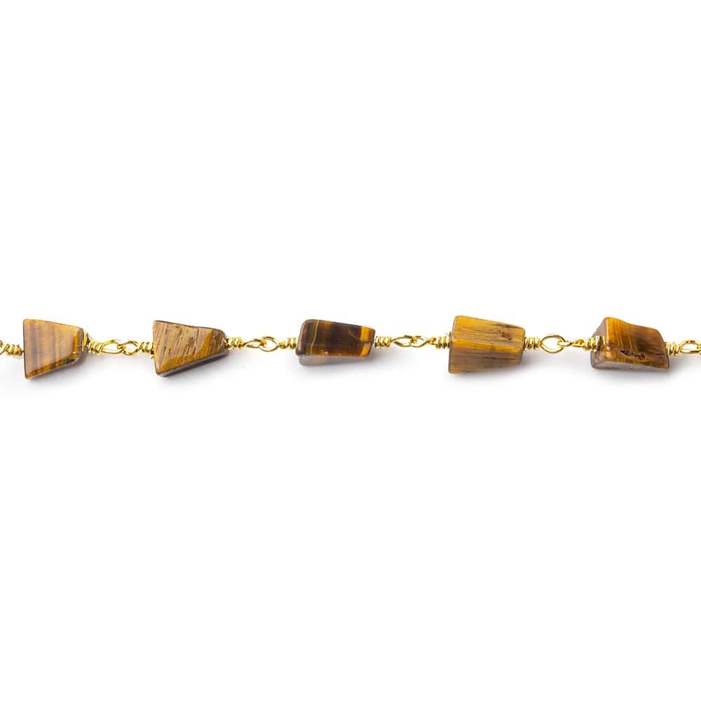 Tiger's Eye Plain Triangle 22kt Gold plated Chain by the foot 7x5-11x6mm - The Bead Traders