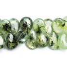 Tourmalinated Prehnite Plain Pear Beads 8 inch 49 pieces - The Bead Traders