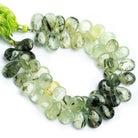 Tourmalinated Prehnite Plain Pear Beads 8 inch 49 pieces - The Bead Traders