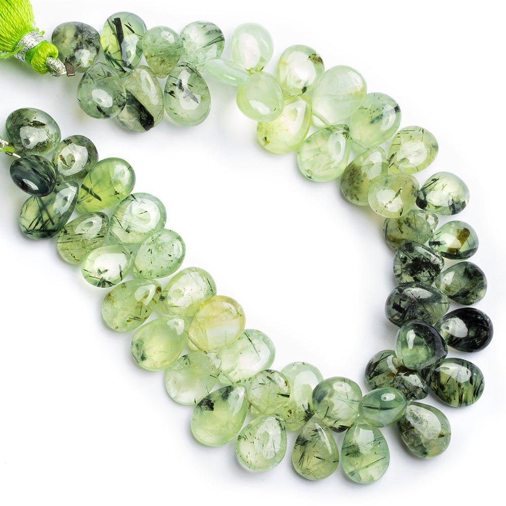 Tourmalinated Prehnite Plain Pear Beads 8 inch 50 pieces - The Bead Traders