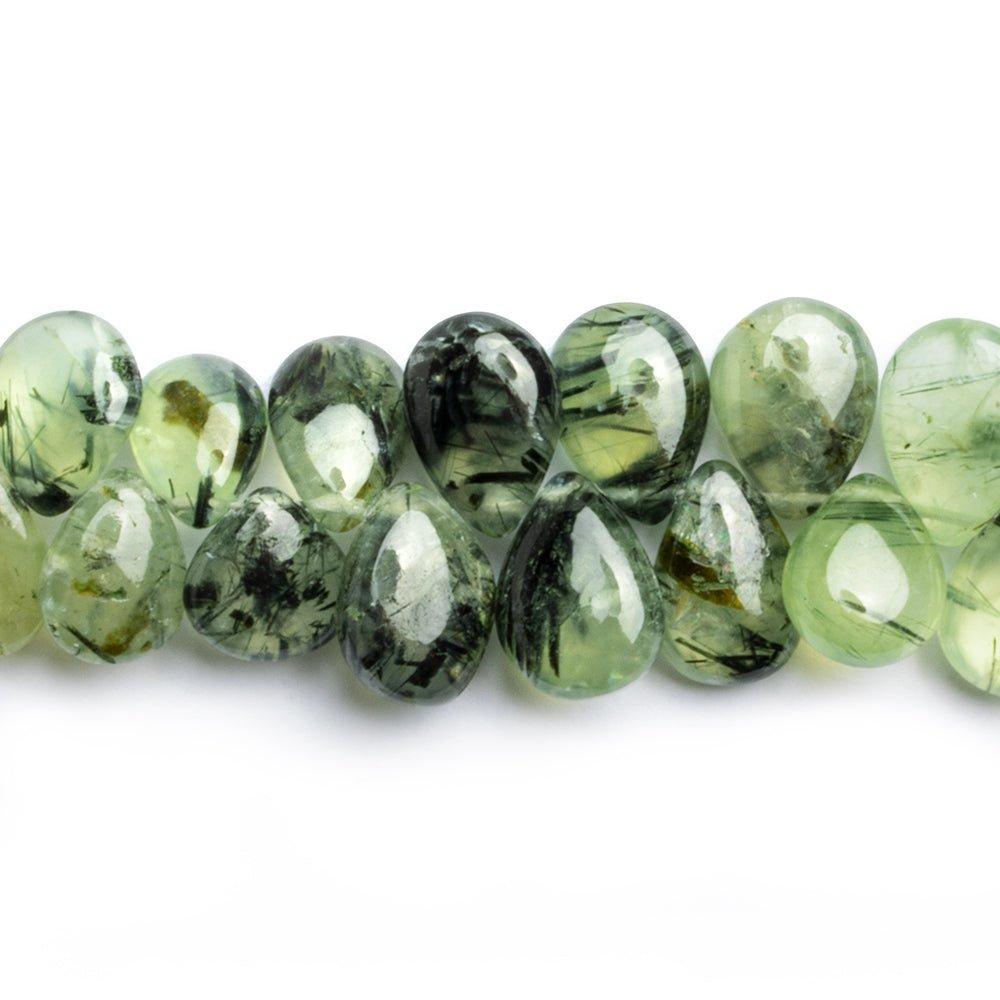 Tourmalinated Prehnite Plain Pear Beads 8 inch 50 pieces - The Bead Traders