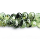 Tourmalinated Prehnite Plain Pear Beads 8 inch 50 pieces - The Bead Traders