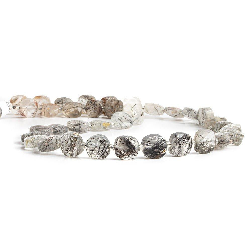 Tourmalinated Quartz faceted pillow beads 13.5 inch 36 pieces 7.5x7.5mm to 8.5x8.5mm - The Bead Traders