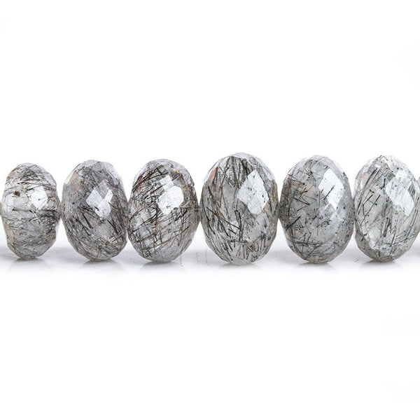 Tourmalinated Quartz Faceted Rondelle Beads 15 inch 63 pieces