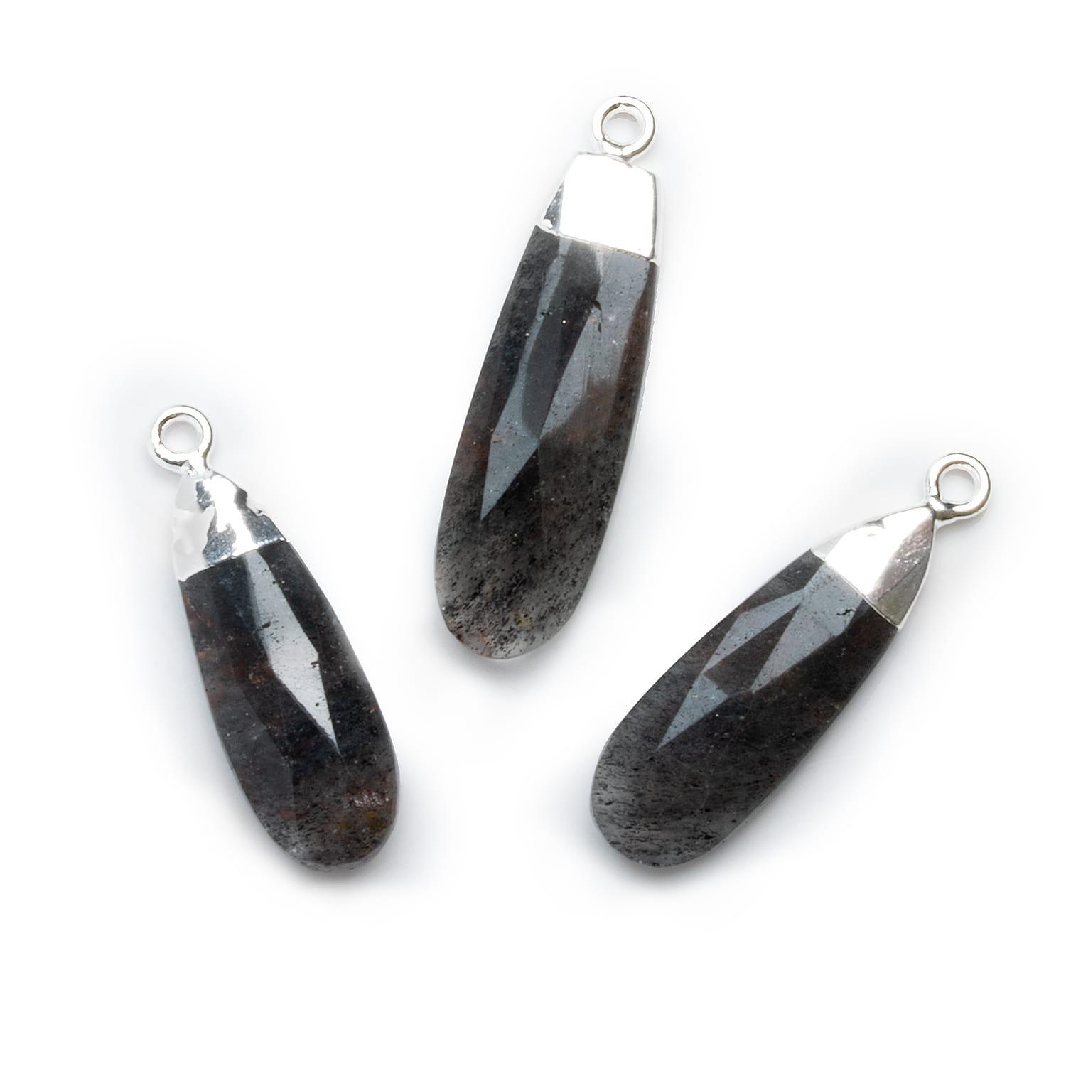 Tourmalinated Quartz Silver Leafed Pear Pendant 1 Bead - The Bead Traders