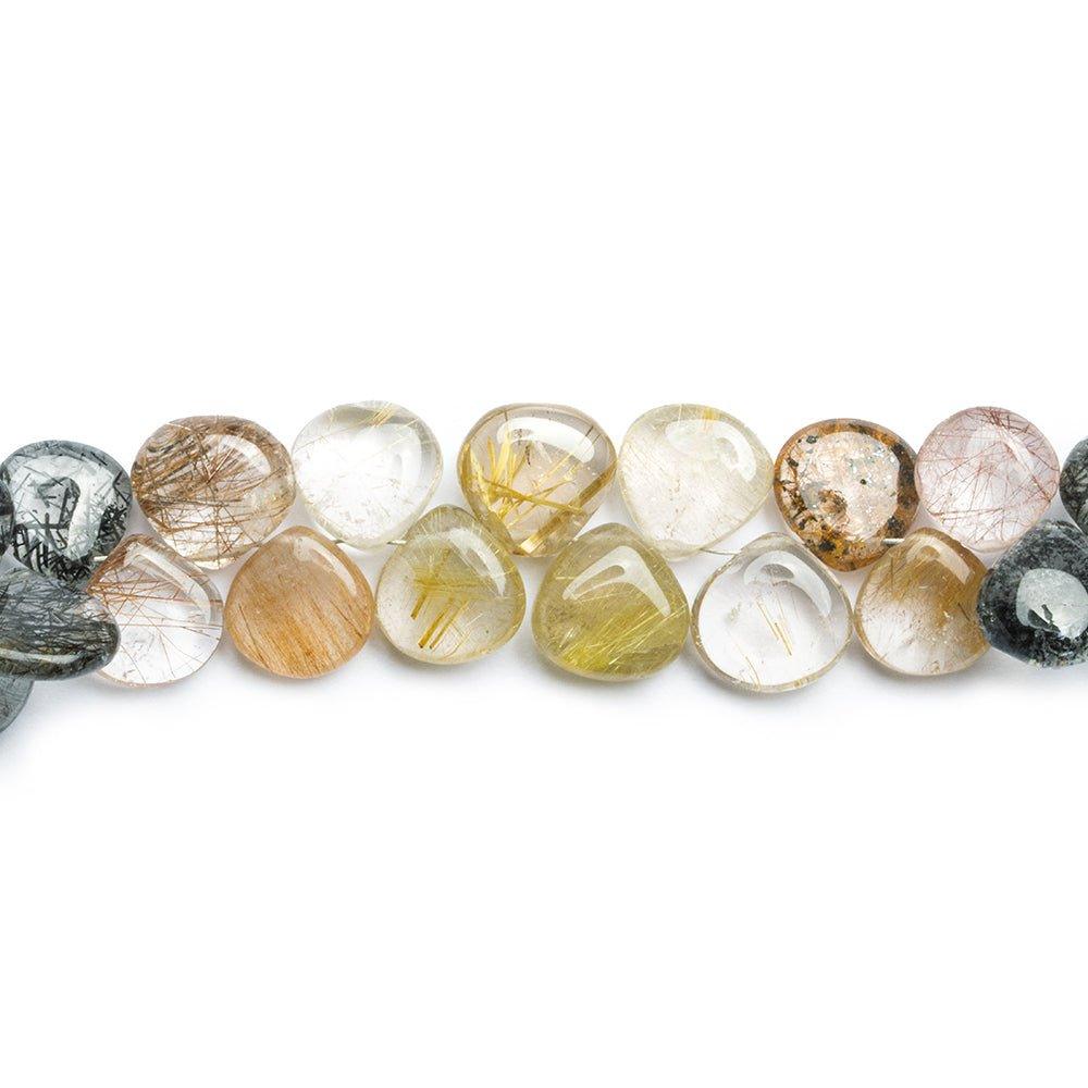 Tourmalinated & Rutilated Quartz Plain Heart Beads 8 inch 50 pieces - The Bead Traders