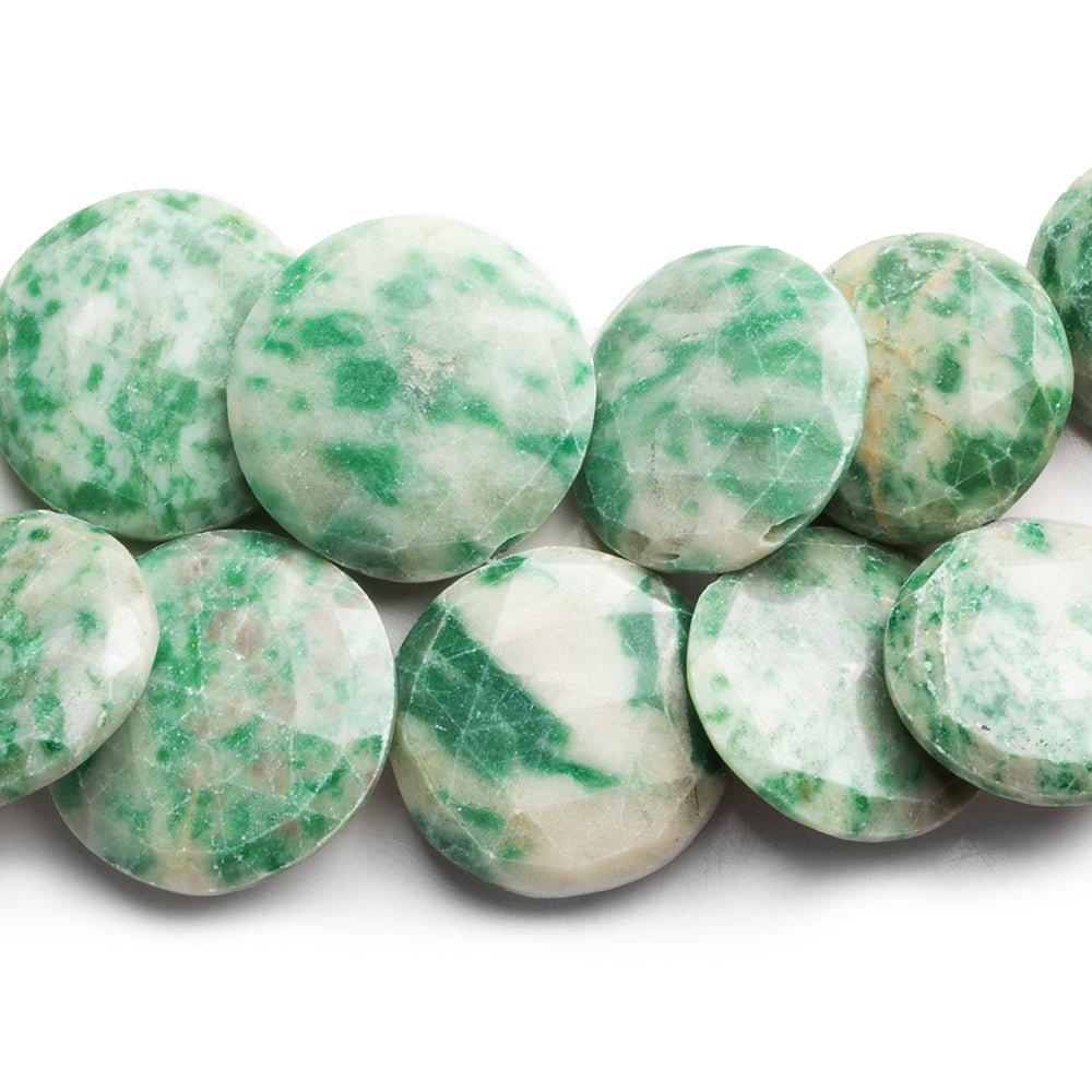 Tree Agate Top Drilled Faceted Coin Beads 8 inch 21 pieces - The Bead Traders